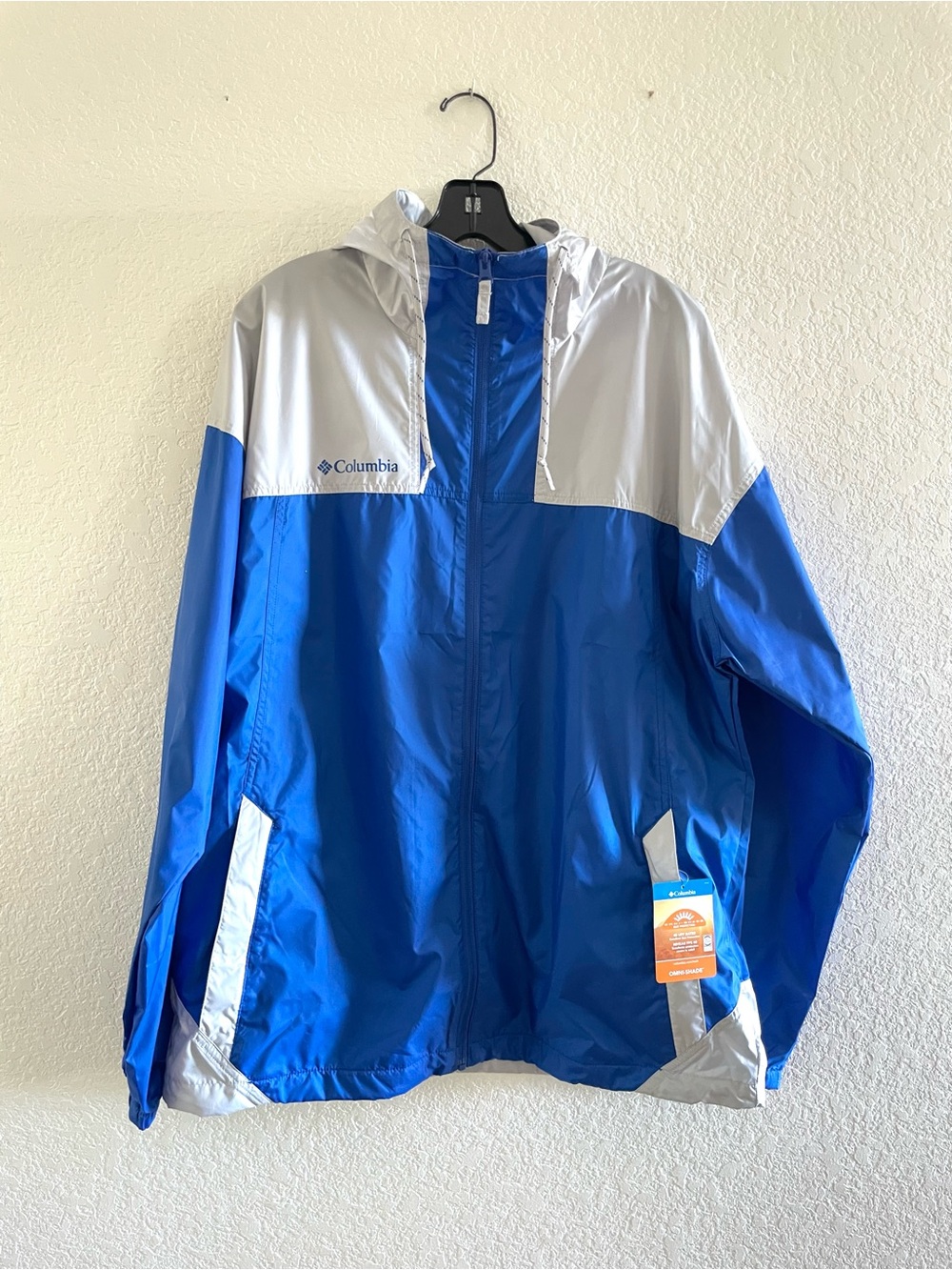 Columbia Men's Flash Challenger Hooded Windbreaker Large Blue Gorpcore Hiking